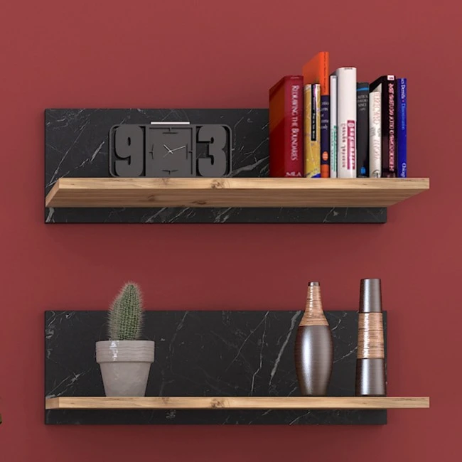 TV unit Kasia pakoworld oak-black marble 180x35x48,5cm