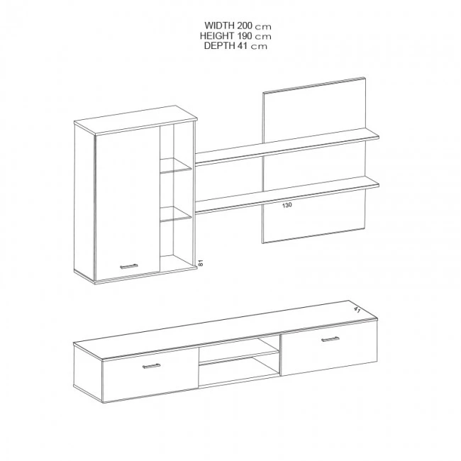 TV unit Salome pakoworld LED wenge 200x41x190cm