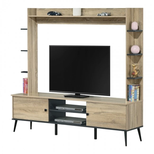 Tv set Zezan pakoworld in sonoma-dark grey color 182.5x40x162cm