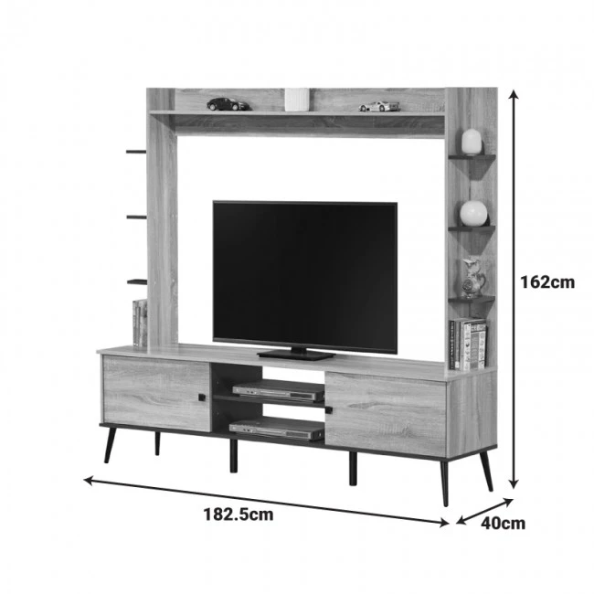 Tv set Zezan pakoworld in sonoma-dark grey color 182.5x40x162cm