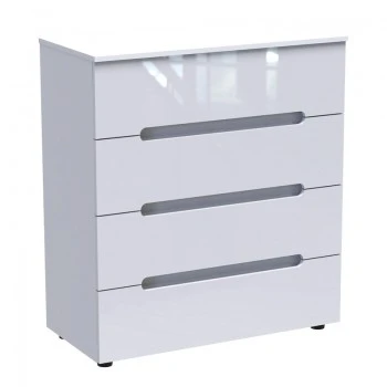 Chest of drawers Afina pakoworld mdf in white glossy color 90x44x101cm