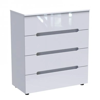 Chest of drawers Afina pakoworld mdf in white glossy color 90x44x101cm
