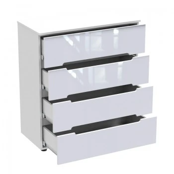 Chest of drawers Afina pakoworld mdf in white glossy color 90x44x101cm