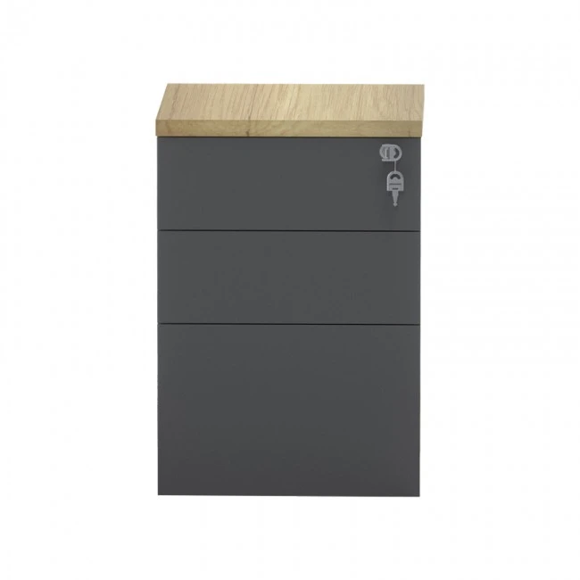 Professional chest of 3 drawers Lotus pakoworld in natural-anthracite color 40x44x61cm