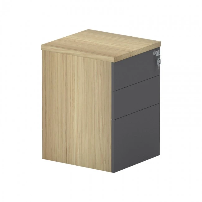 Professional chest of 3 drawers Lotus pakoworld in natural-anthracite color 40x44x61cm