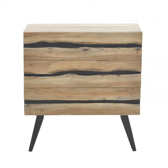 Chest of drawers Imena pakoworld solid wood 4cm walnut-black 80x38x86.5cm