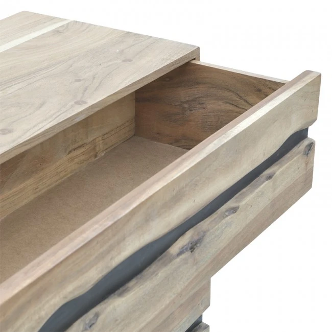 Chest of drawers Imena pakoworld solid wood 4cm walnut-black 80x38x86.5cm