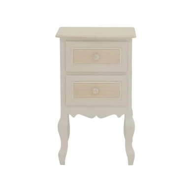 Bedside table Joliene Inart natural-antique white color mdf 40x34.5x64.5cm