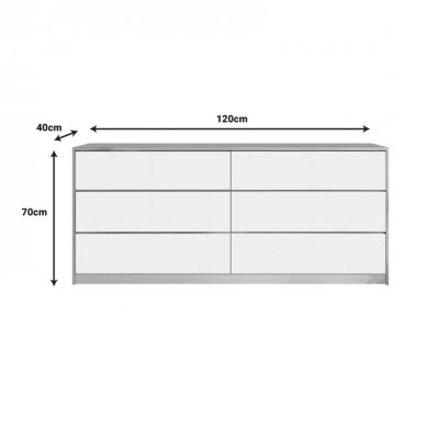 Kuanger pakoworld chest of drawers in white-natural shade 120x40x70cm