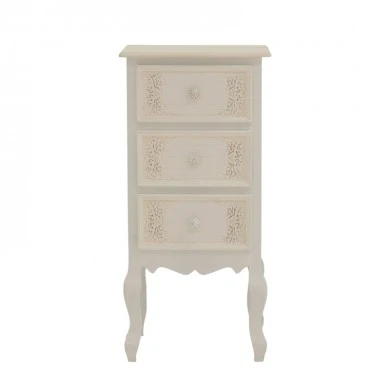 Pazlen Inart bedside table antique white color mdf 40x34.5x82cm