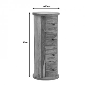 Συρταριέρα Settie pakoworld μασιφ ξύλο sheesham σε καρυδί απόχρωση Φ35x85εκ