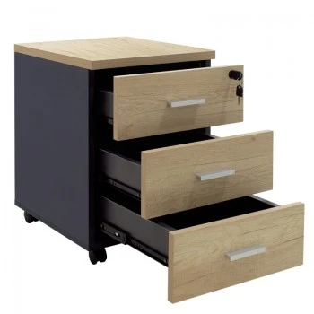 Mobile drawer Lotus pakoworld in oak-dark grey color 40x47x55cm