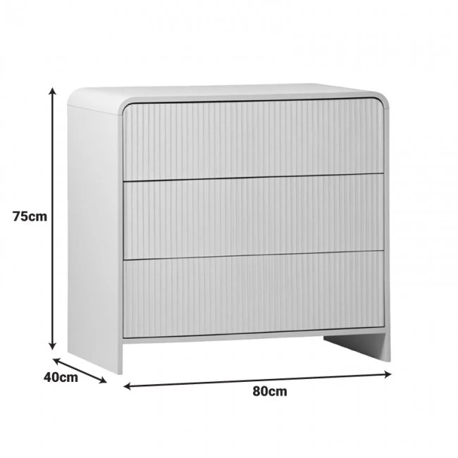 Zeplen pakoworld MDF chest of drawers in white 80x40x75cm