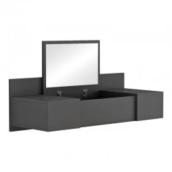 Dressing table Paltar pakoworld wall-mounted  melamine in dark grey color 100x39.1x33cm