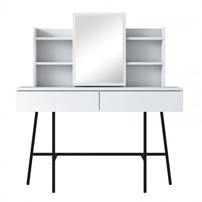 Dressing table Loppy pakoworld white melamine-black metal leg 120x40x131.6cm