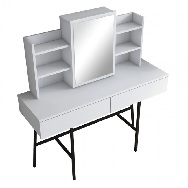 Dressing table Loppy pakoworld white melamine-black metal leg 120x40x131.6cm