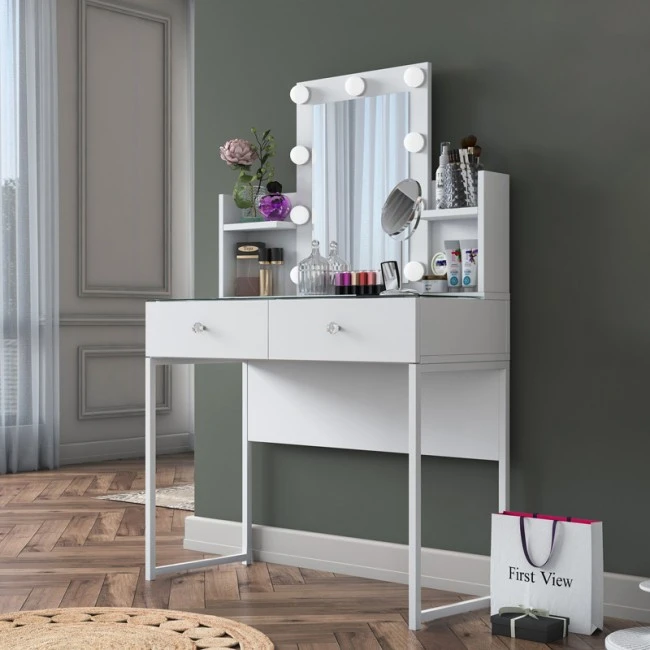 Dressing table Reby pakoworld in white color 90x40x136.8cm