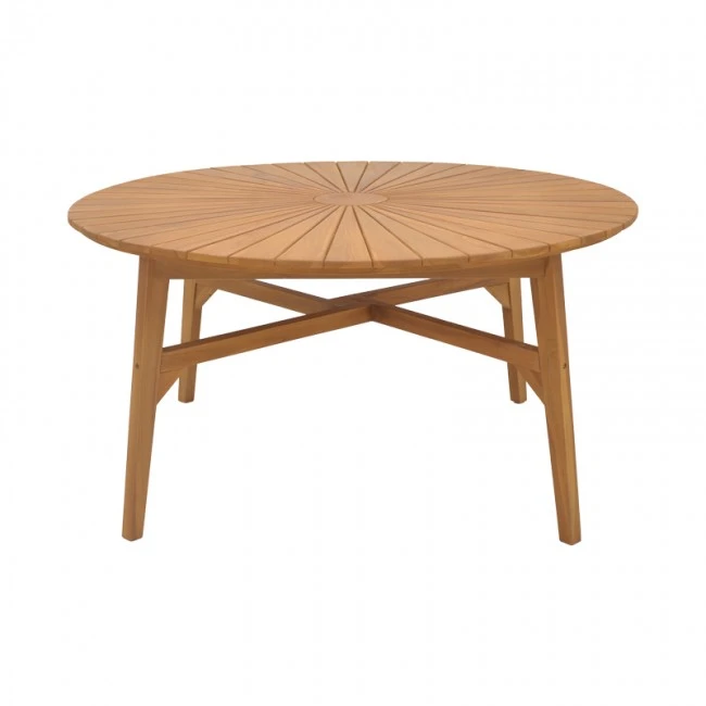 Dining table 7pcs.Banou-Colen pakoworld teak wood in natural shade Φ150x75cm