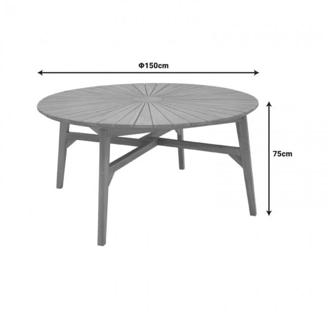 Dining table 7pcs.Banou-Colen pakoworld teak wood in natural shade Φ150x75cm