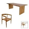 Dining set 7pcs.Noody-Zibra pakoworld teak wood in natural shade 220x100x75cm