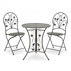 Dining set 3pcs Abriel pakoworld anthracite antique metal Dining set 3pcs Abriel pakoworld anthracite antique metal