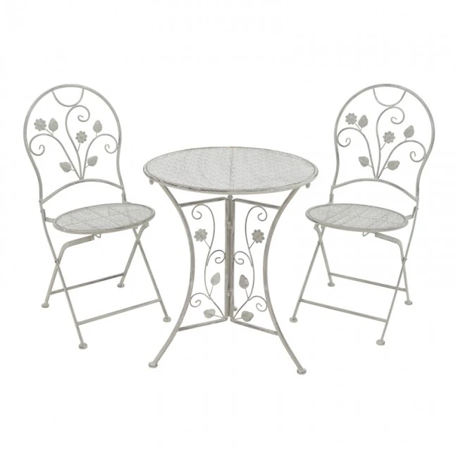 Dining set 3pcs Abriel pakoworld grey antique metal
