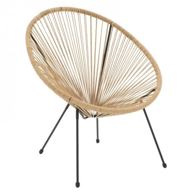 Acapulco Ι pakoworld set of 3 black metal-natural rattan-glass D50X50cm