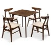Dining set Benson - Orlean pakoworld 5pcs 80x80x75cm in walnut - beige fabric