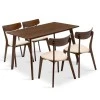 Dining set Benson - Toto pakoworld 5pcs 120x75x75cm in walnut - beige fabric