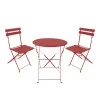 Τραπεζαρία Bistro pakoworld σετ 3τεμ μεταλλική αναδιπλούμενη σε terracotta απόχρωση Φ60x71εκ