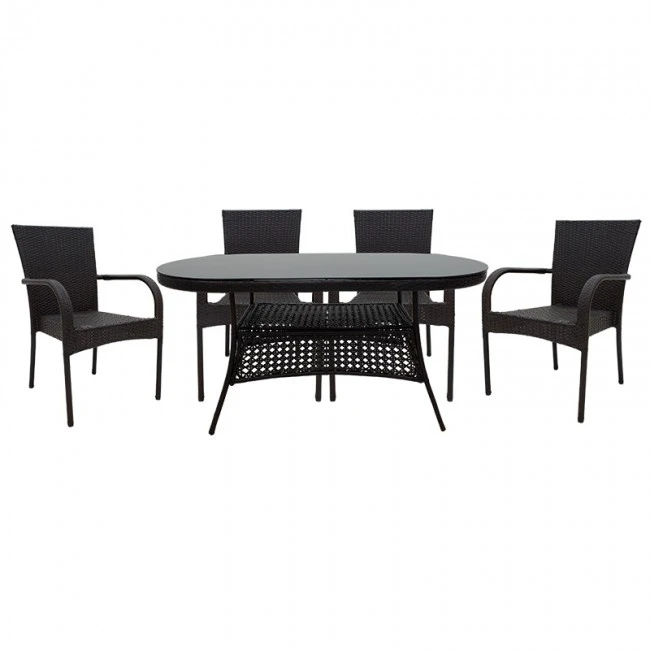 Garden dining set 5pcs Cellin pakoworld pe brown-metal