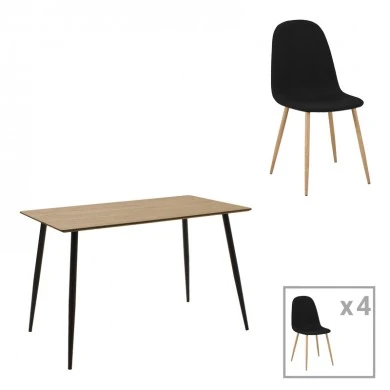 Dining table set of 5 pieces Cuba-Bella pakoworld madf in sonoma-dark grey color 120x70x76cm