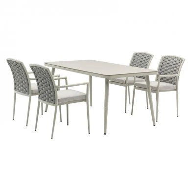 Dining Set 5pcs Ecco-Moritz pakoworld aluminium grey-textilene beige 160x90x75cm