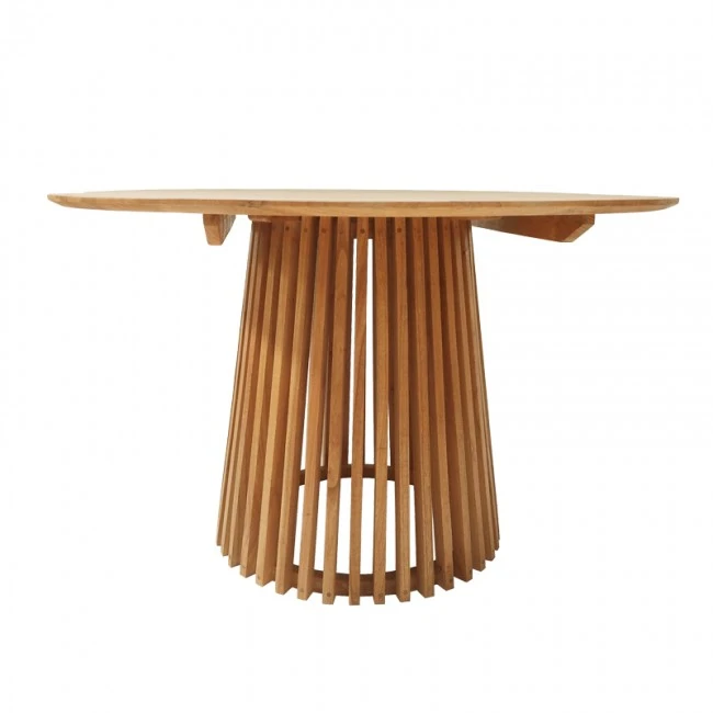 Dining set Elaiza-Kenda pakoworld 5pieces set teak wood in natural-beige shade D120x75cm