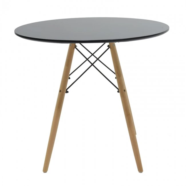 Ezra-Julita pakoworld dining table set of 5 pp-mdf in black-natural color D80x73cm