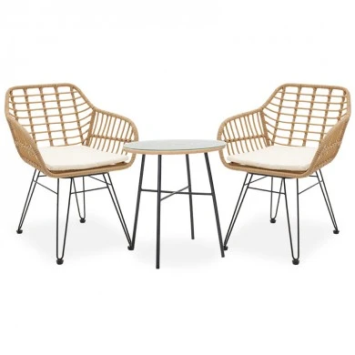 Dining set 3pcs Gaus-Naoki pakoworld metal black-pe natural.