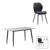 Gustas-Fersity pakoworld dining set 5pcs white marble sintered stone-anthracite fabric 120x60x75cm