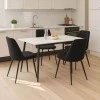 Gustas-Giselle pakoworld dining set 5pcs white marble sintered stone-boucle black 120x60x75cm