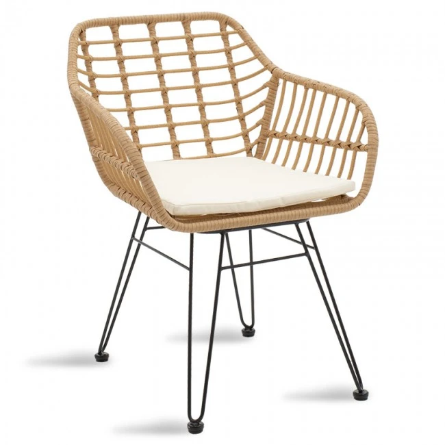 Naoki Garden Dining Set 7pcs pakoworld metal-black-pe natural