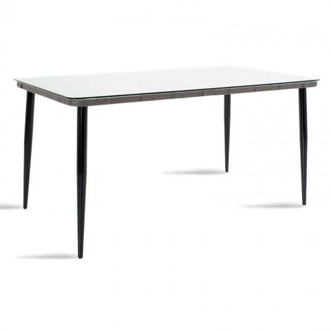 Naoki garden dining set 7pcs pakoworld metal black pe gray.