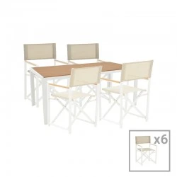 Mabu-Nares dining table set of 7 pakoworld white aluminum and plywood in natural color 180x90x72.5cm Mabu-Nares dining table set of 7 pakoworld white aluminum and plywood in natural color 180x90x72.5cm