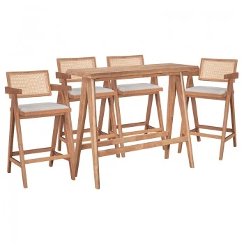 Dining set Winslow Ι pakoworld set 5pieces rubberwood light walnut 120x45x100cm