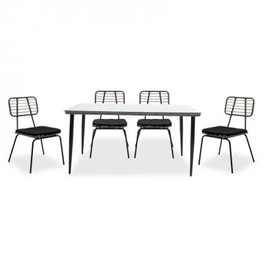 Naoki dining set 7pcs pakoworld metal black pe gray.