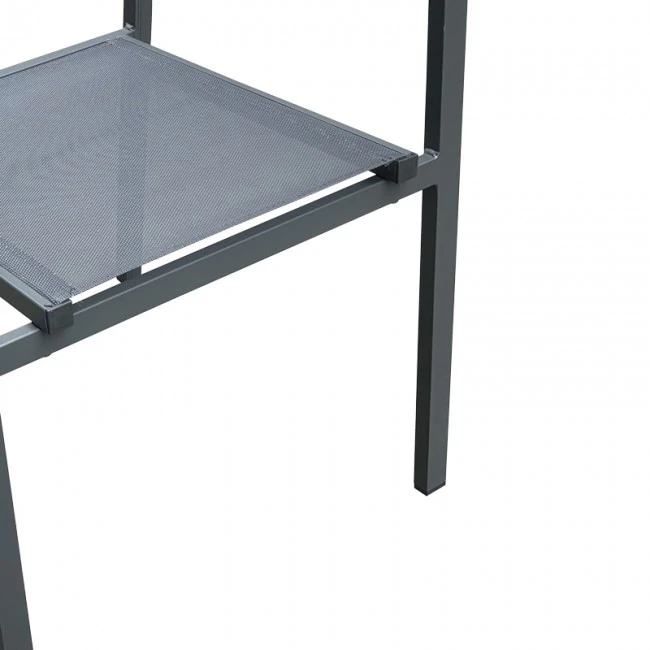 Nares-Moly pakoworld dining table set of 5 anthracite aluminum and natural plywood 140x80x72.5cm