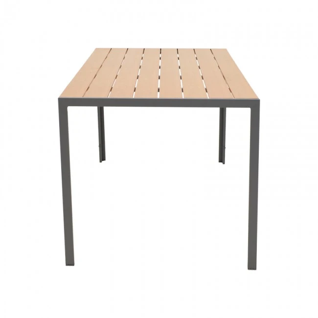 Nares-Moly pakoworld dining table set of 5 anthracite aluminum and natural plywood 140x80x72.5cm