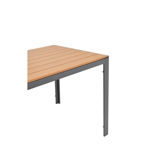 Nares-Moly pakoworld dining table set of 5 anthracite aluminum and natural plywood 140x80x72.5cm