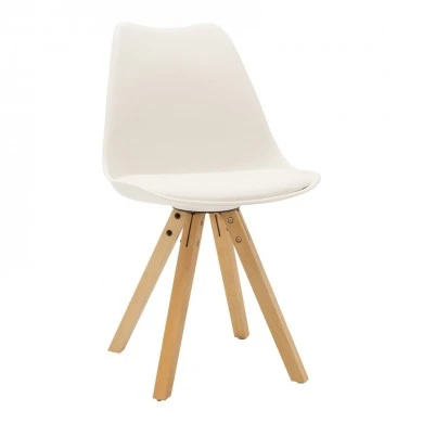 Dining table Natali-Caron pakoworld set of 3 pcs MDF white-natural legs 80x80x76cm