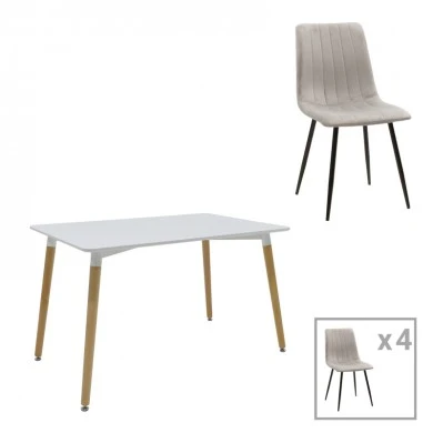 Dining table Natali-Noor pakoworld set of 3 pcs MDF white-grey-natural legs 120x80x76cm
