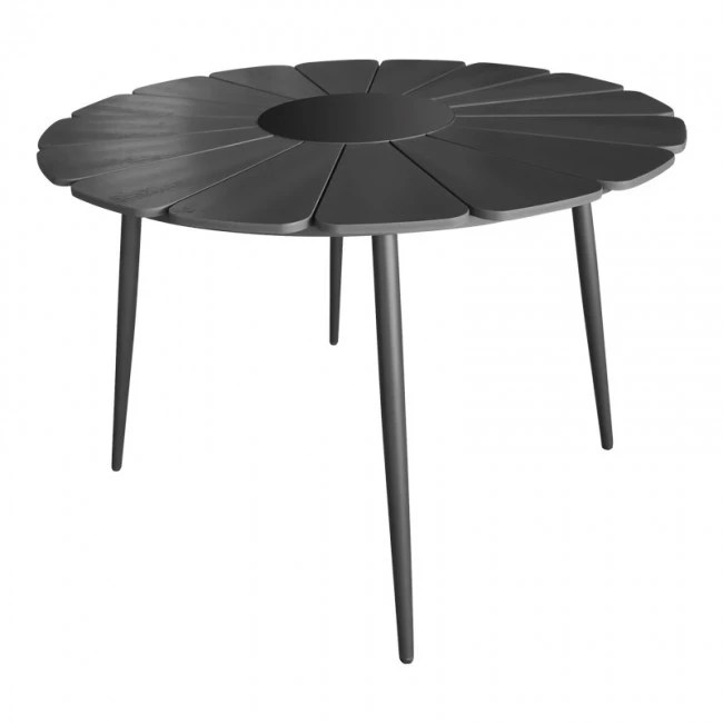 Pinap-Dashiell dining table set of 5 pcs pakoworld black aluminum and plywood in black shade Φ110x74cm