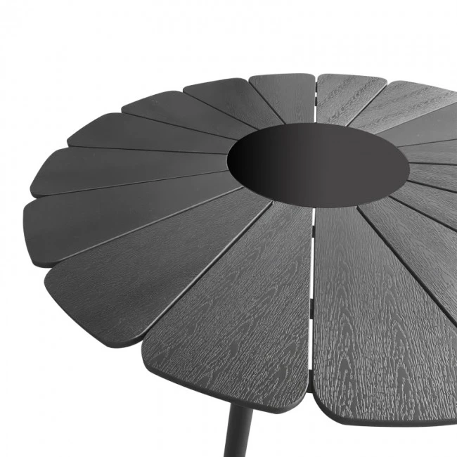 Pinap-Dashiell dining table set of 5 pcs pakoworld black aluminum and plywood in black shade Φ110x74cm